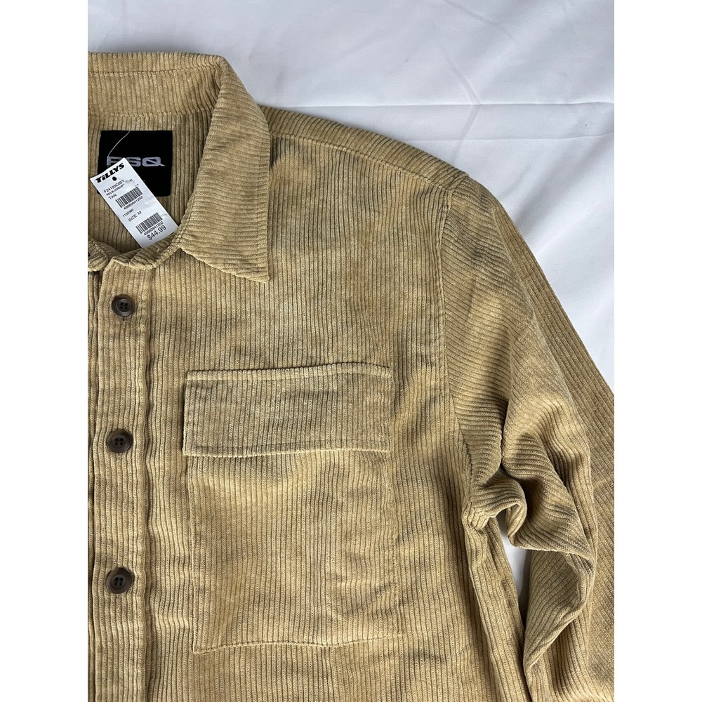 RSQ Mens Corduroy Shirt Jacket Tan Brown Button Up Long Sleeve‎ - Medium